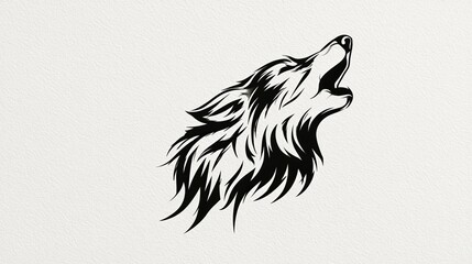 Fototapeta premium Wolf drawing howls. Gentle tribal sketch.