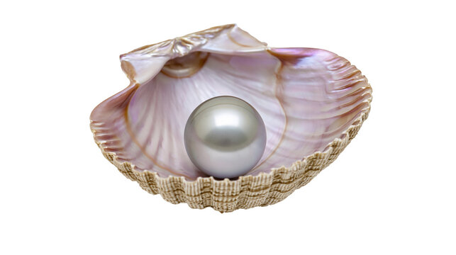 Single lustrous pearl nestled in an open seashell