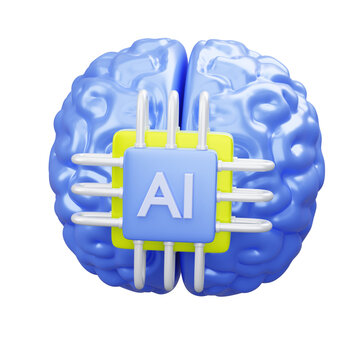 AI Brain Chip 3D Render for Artificial Intelligence and Machine Learning Technology