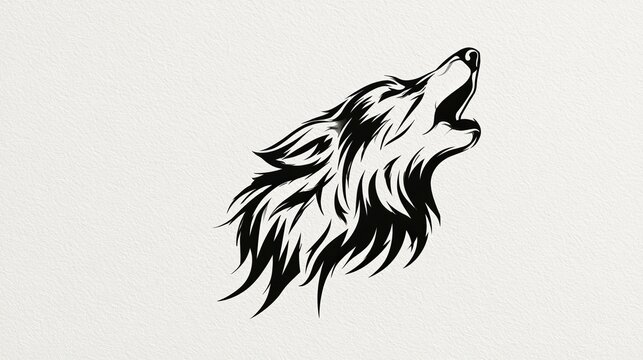 Wolf drawing howls. Gentle tribal sketch.