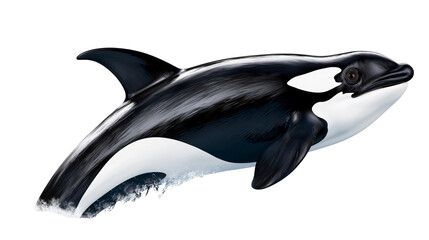 Orca whale breaching with water splashes © Ophelia