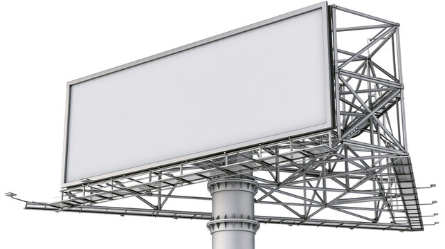 Large empty billboard structure with blank white panel