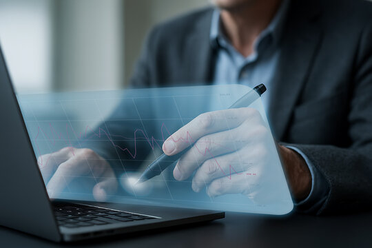 Overhead view of hands interacting with a digital screen showing app design.