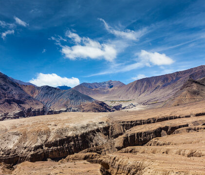 View of Himalayas near Kardung La pass in Ladakh, India