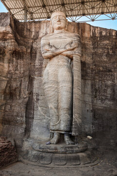 An ancient standing Buddha view, Gal Vihara, Polonnaruwa, Sri Lanka