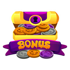Halloween Treasure Chest Bonus Badge on a transparent background