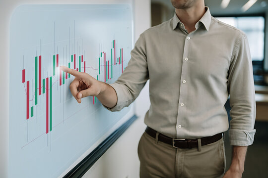 Person presenting ideas on a whiteboard in a bright modern workspace.