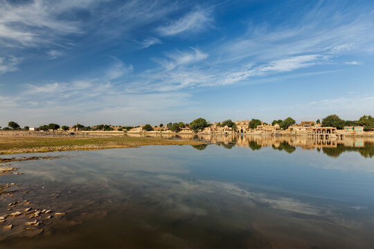 A gadi Sagar - artificial lake. Jaisalmer, Rajasthan, India