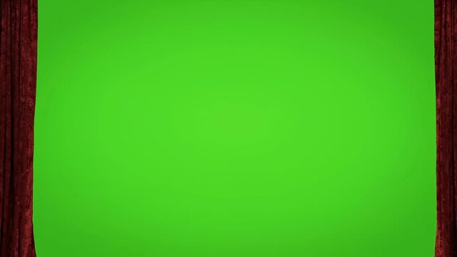 Spotlight Red Velvet Theater Curtain Opening to Green Screen Chroma Key
