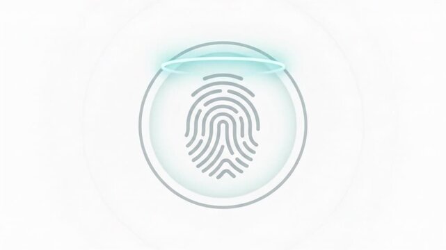 Fingerprint Biometric Scan Icon on White Background Seamless Loop
