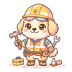 Obraz premium Cute Construction Dog Sticker Pack Collection