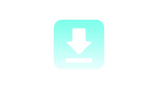 Sleek turquoise gradient download icon representing efficient file acquisition and data transfer. Perfect for modern digital platforms and user interface design