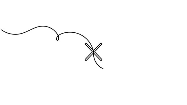 Cross mark in speech bubble frame icon sign continuous one line drawing moving on white background minimalist single art cancellation message and rejection chat symbol animation video