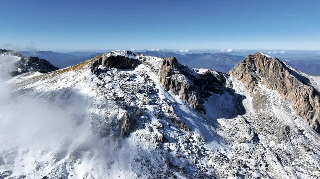 Aerial view of Korab, the highest mountain in Albania