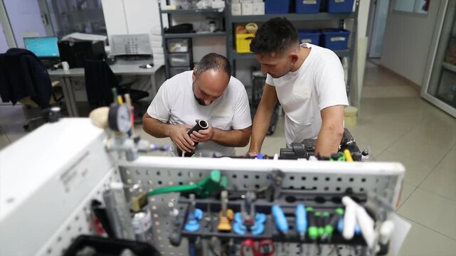 Two technicians working on prosthesis 