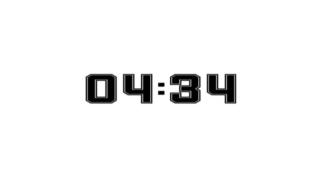 5 minutes, digital coundown timer. motion animation.