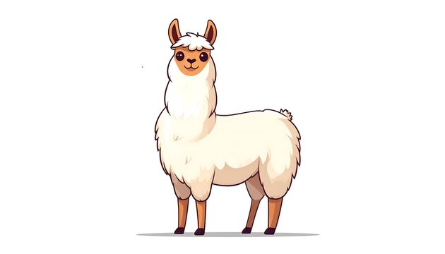 Cute cartoon cow standing on white background.