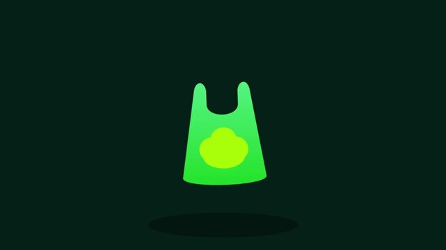 Green eco plastic bag icon with paw print symbol vector illustration