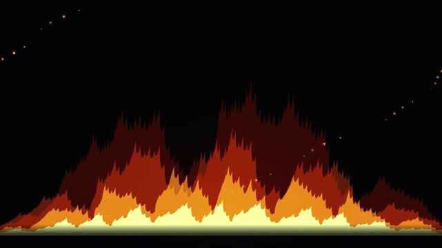 Abstract Stylized Fire Flames Animation Loop on Black Background