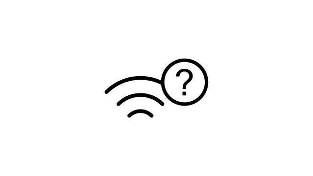 Wireless signal strength icon with a question mark symbol indicating connectivity troubles.