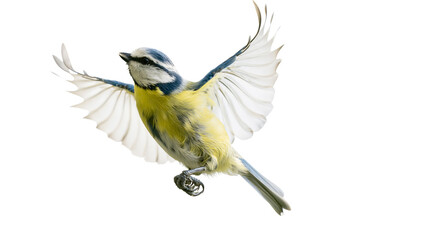 Blue tit bird with wings spread flying © Sylas