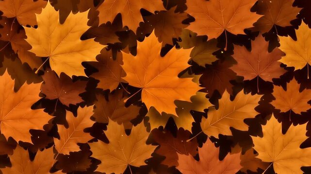 Falling maple leaves drifting in autumn season background motion video for creative seasonal design projects display