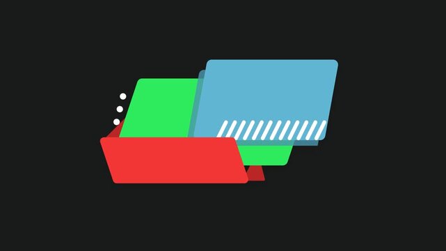 Minimalist Digital File Folder Icon with Several Documents Sticking Out, Symbol of Storage, Archive, Organization, Data Management, Office Work and Keeping Information Orderly