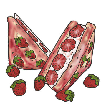 Strawberry Sando Illustrations transparant background