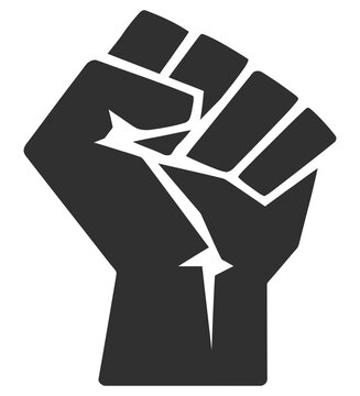 Raised clenched fist solidarity protest symbol bold monochrome social justice vector illustration for awareness campaign graphic design