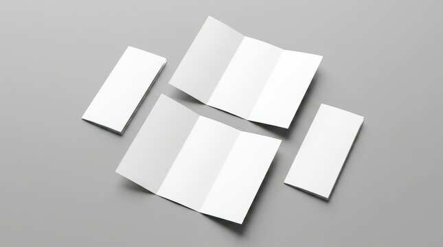 Blank Tri Fold Brochure Mockup on Gray Background.