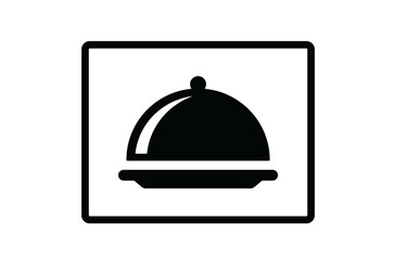 Fototapeta premium Food Cover Cloche Sign: Framed Food Tray Vector Icon
