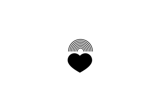 Minimalist Black Heart Icon With Radiating Signal Waves for Digital Communication