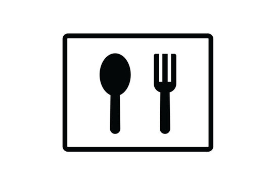 Restaurant Dining Sign: Framed Spoon and Fork Cutlery Vector Icon