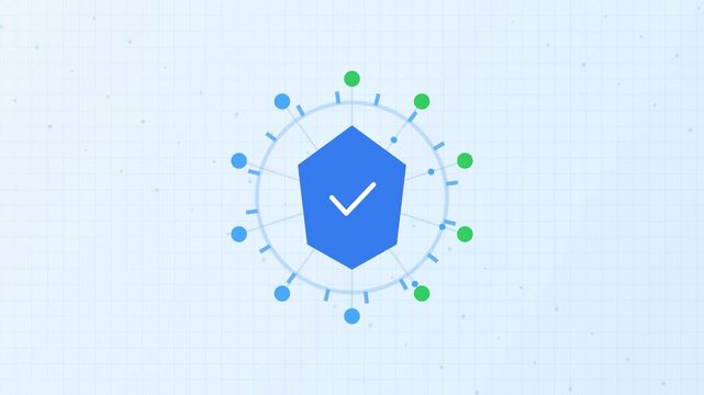 Digital Shield Icon with Checkmark Animation, Security, Protection, Technology, Data Safety, Verified Concept