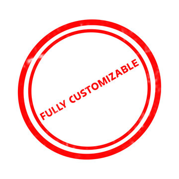 Red rubber stamp with fully customizable text, circular ink seal on white background, vintage office stamp graphic