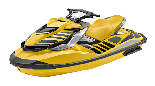 Yellow and black jet ski with silver accents