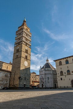 The beautiful Piazza del Duomo in Pistoia, Italy, in a moment of tranquility