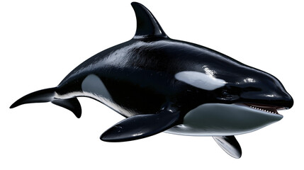 Orca whale with black and white markings, open mouth showing teeth © Rowan