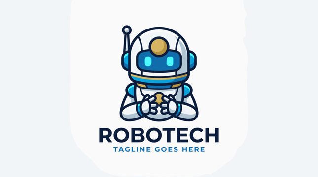 Robotech professional logo design featuring astronaut style robot for corporate branding