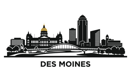 Naklejka premium Des Moines city skyline vector 