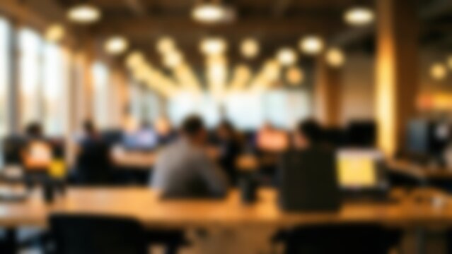 Blurred modern open office background for corporate landing page