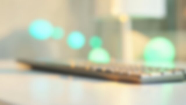 Futuristic Keyboard With Glowing Green Bokeh For AI Startup Website