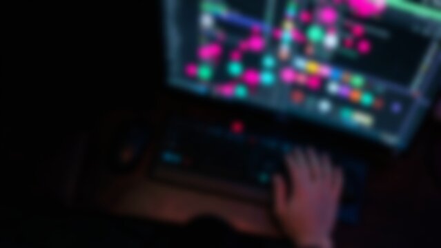 Futuristic AI Workplace Laptop Setup with Neon Visuals for Tech