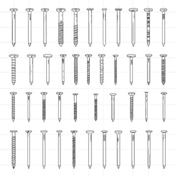 Detailed black and white line drawing of various tools and utensils.