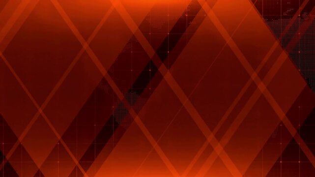 Orange news broadcast background with dynamic diagonal lines and digital world map for media presentation.