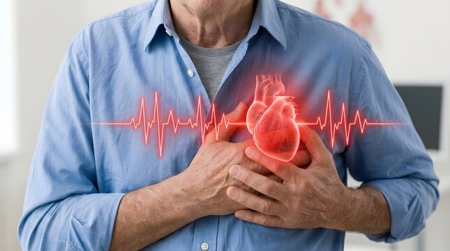 Man suffering from chest pain and heart attack