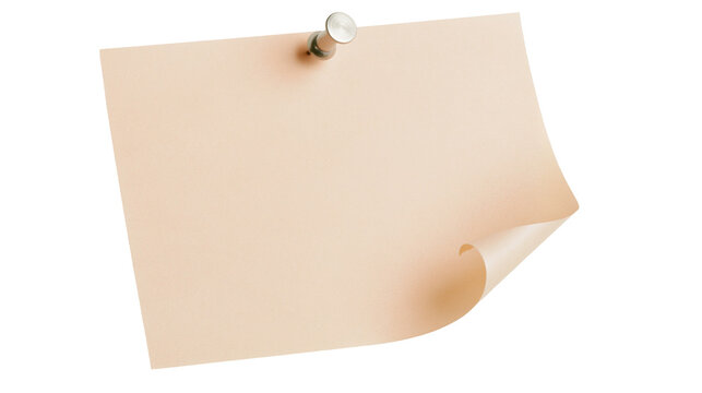 Beige paper sheet pinned with silver thumbtack