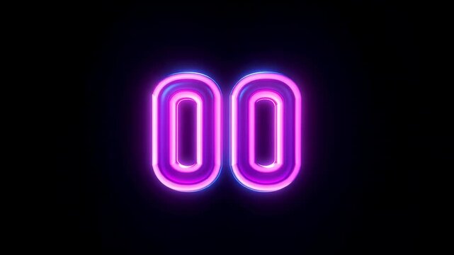 blue glowing numbers countdown sequence 5 to 00