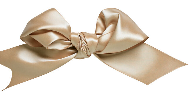 Satin ribbon bow with knot and flowing ends