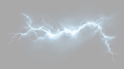 Fototapeta premium Bright blue lightning bolt on a transparent background during a stormy weather event